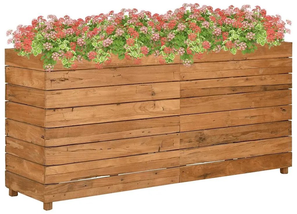 Vaso/floreira 150x40x72 cm madeira de teca reciclada e aço