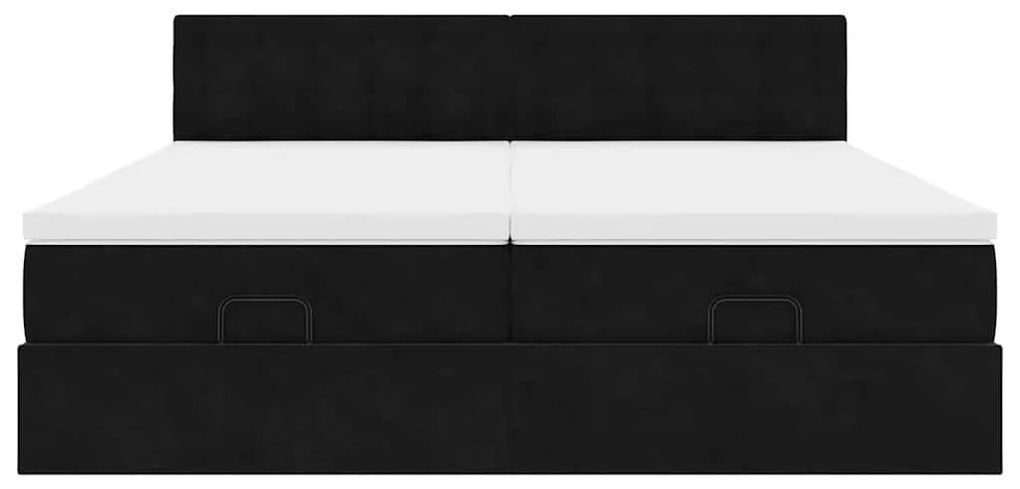 Estrutura de cama otomana com colchões 180x200cm veludo preto