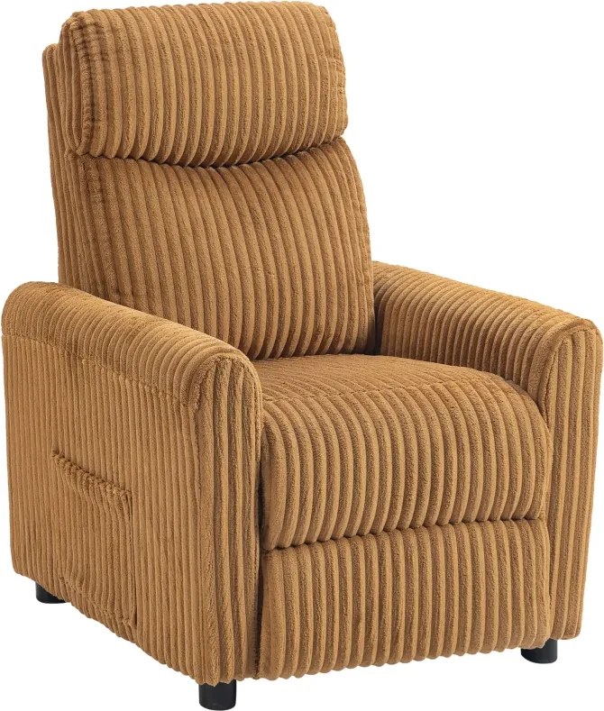 Poltrona Relax Reclinável Manual Estofada em Veludo com Apoio para Pés 73x86x100 cm Castanha