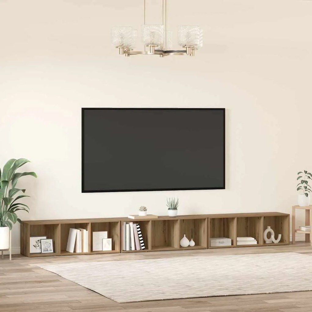 Gabinete para TV 3 pcs carvalho artisiano 37 x 35 x 107.5 cm