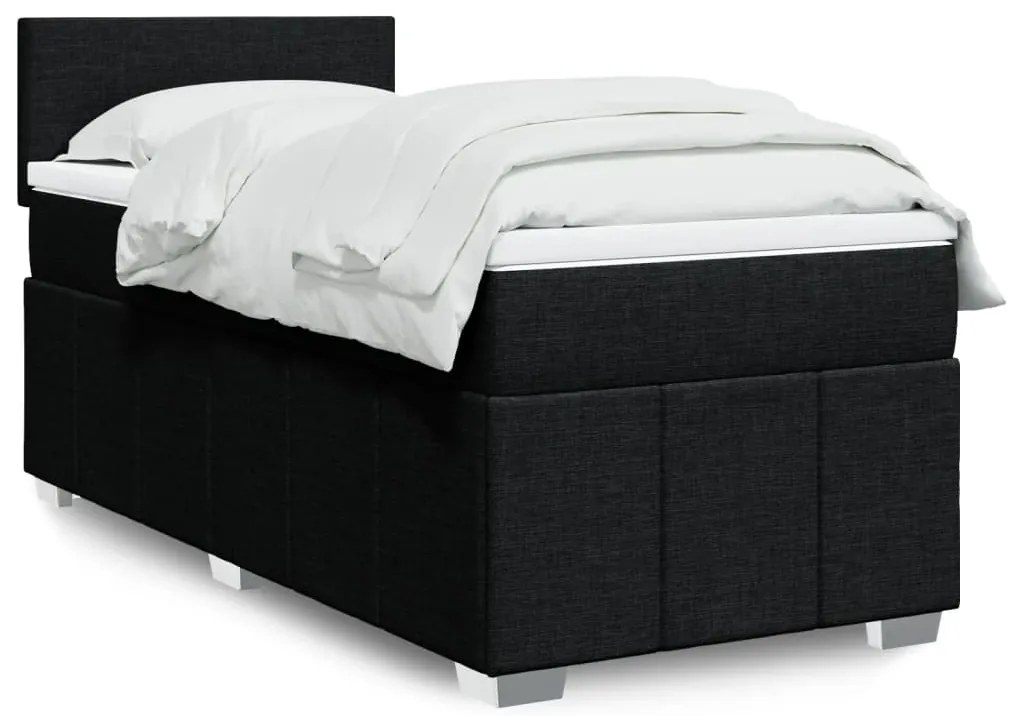 vidaXL Cama com molas/colchão 100x200 cm tecido preto