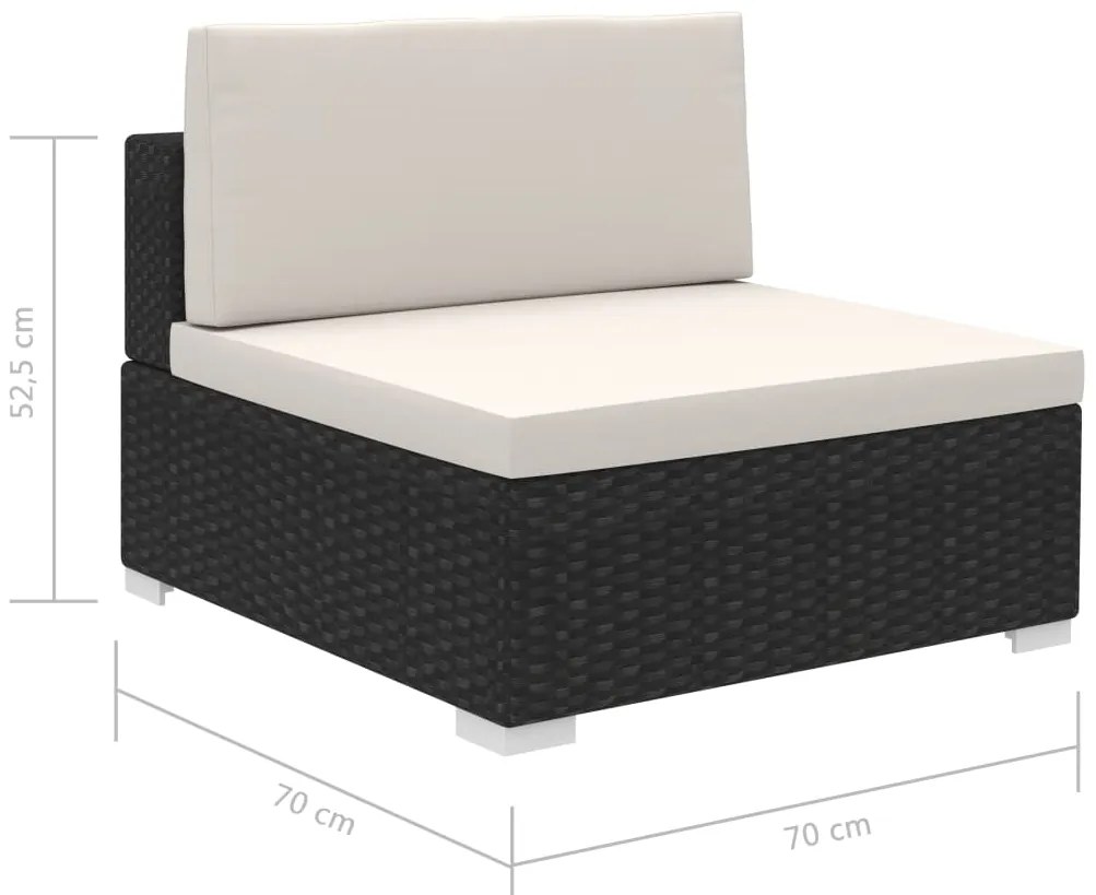 12 pcs conjunto lounge de jardim c/ almofadões vime PE preto