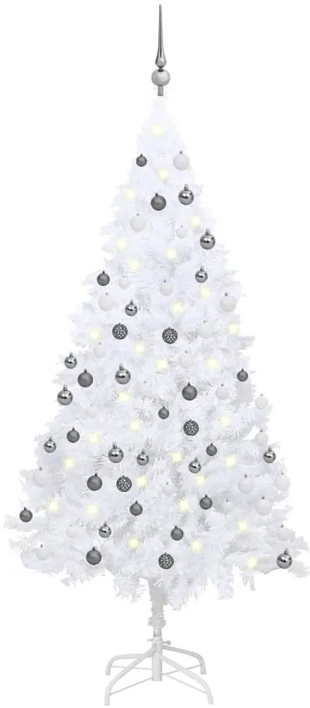 vidaXL Árvore Natal artificial pré-iluminada c/ bolas 150cm PVC branco