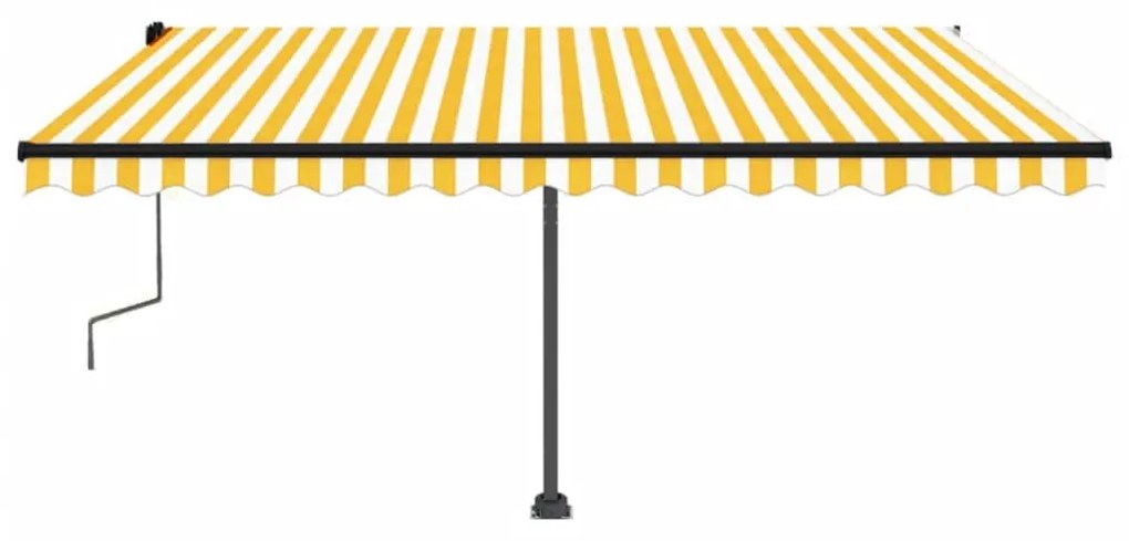 Toldo retrátil manual independente 450x300 cm amarelo e branco