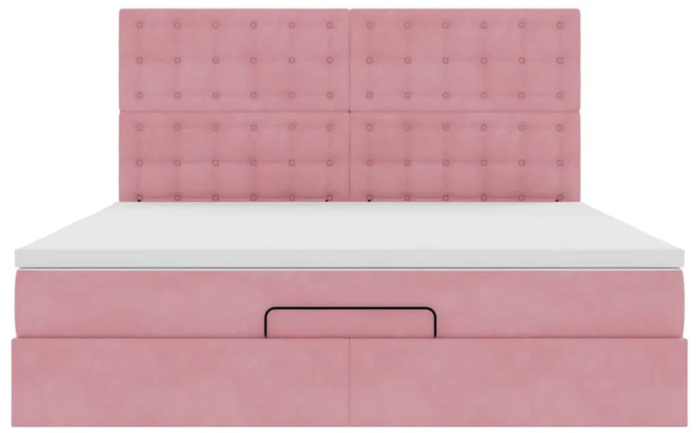 Estrutura de cama otomana com colchões 160x200 cm veludo rosa