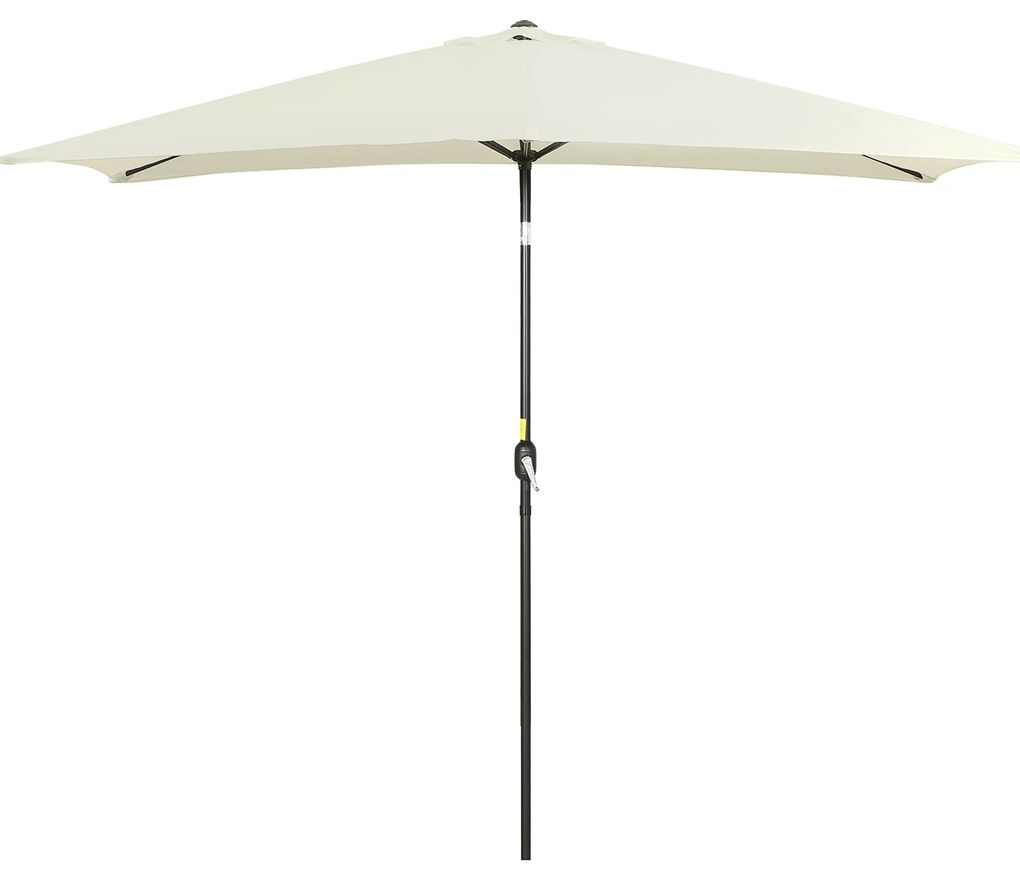 Chapéu de Sol de Alumínio Retangular com Toldo Inclinável a Manivela e Mastro Desmontável 195x295x253 cm Creme