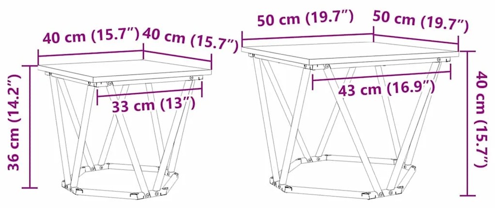 Mesas Laterais 2 pcs Carvalho Sonoma em Madeira Engineered