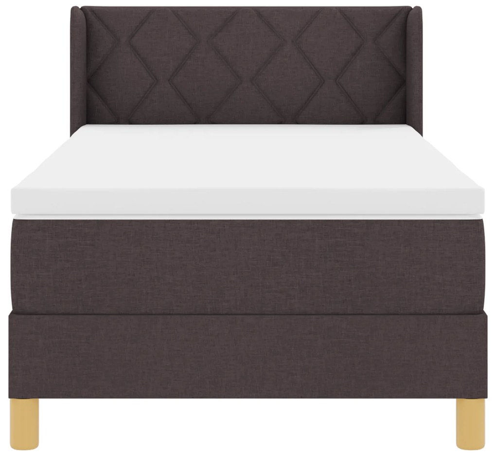 Cama Box Spring com Colchão Castanho Escuro 90x190 cm em Tecido