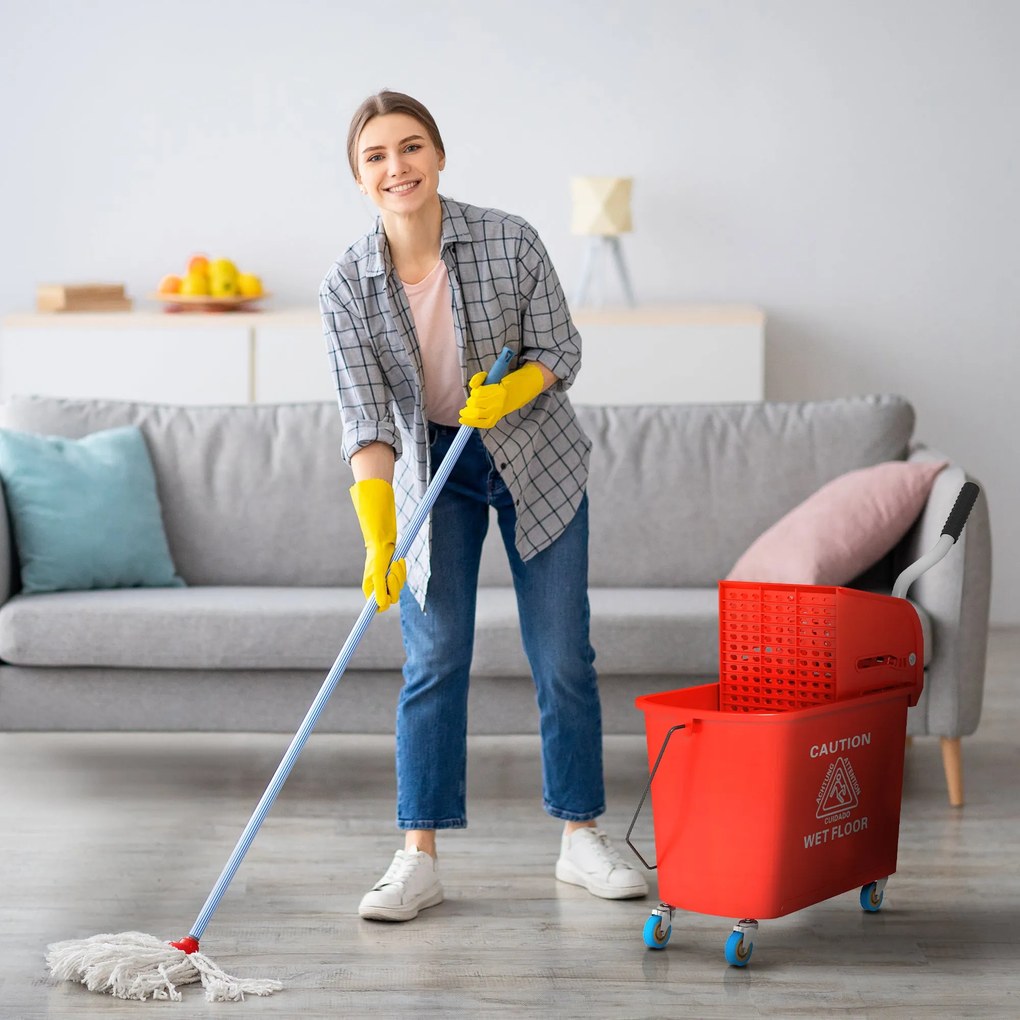 Balde de Limpeza 20L com Rodas e Espremedor Balde para Esfregona com S