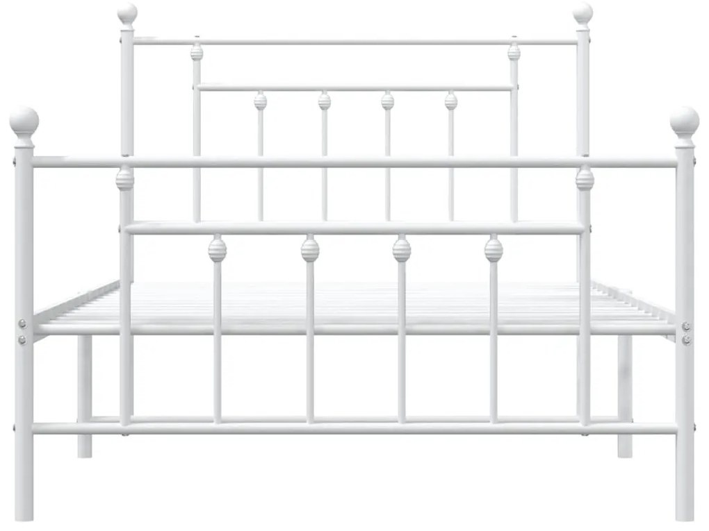 Estrutura de cama com cabeceira e pés 107x203 cm metal branco