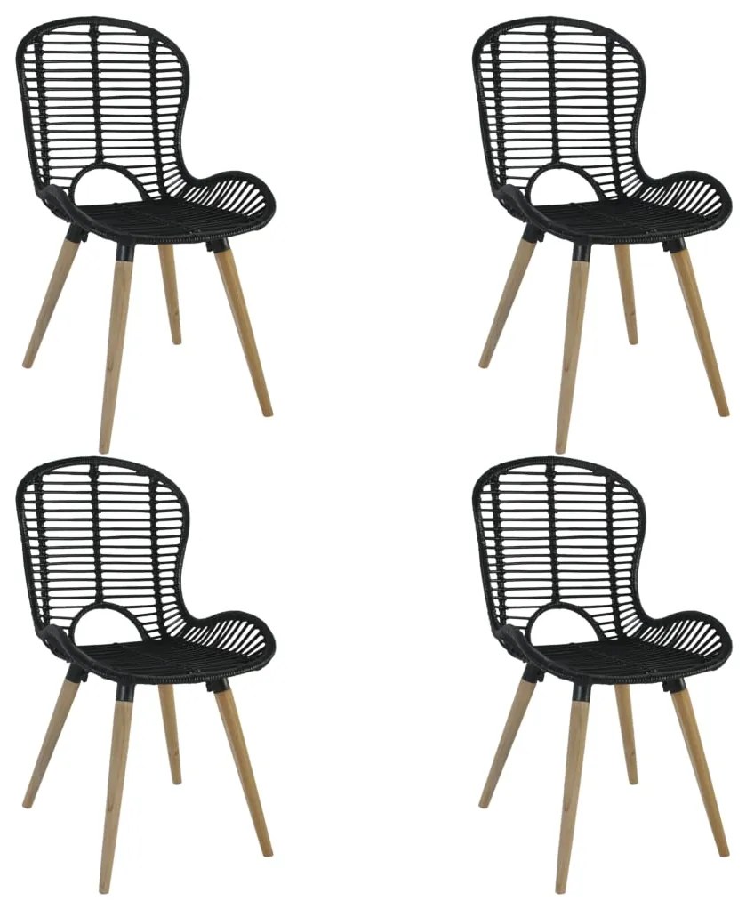 vidaXL Cadeiras de jantar 4 pcs vime natural preto