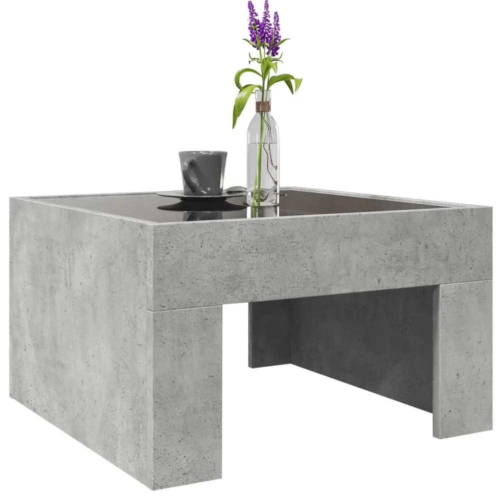 Mesa de centro luzes LED Infinity 50x50x30 cm cinzento cimento