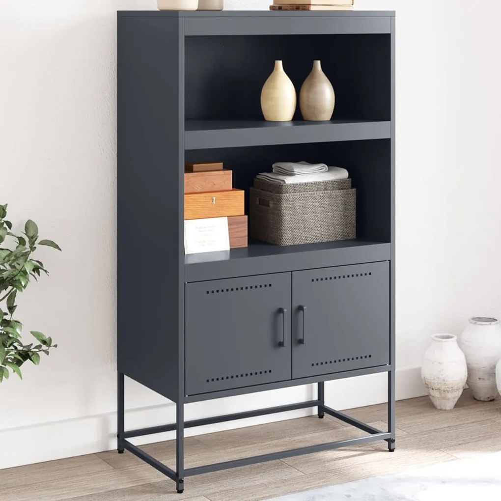 vidaXL Aparador alto 68,5x38,5x123,5 cm aço antracite