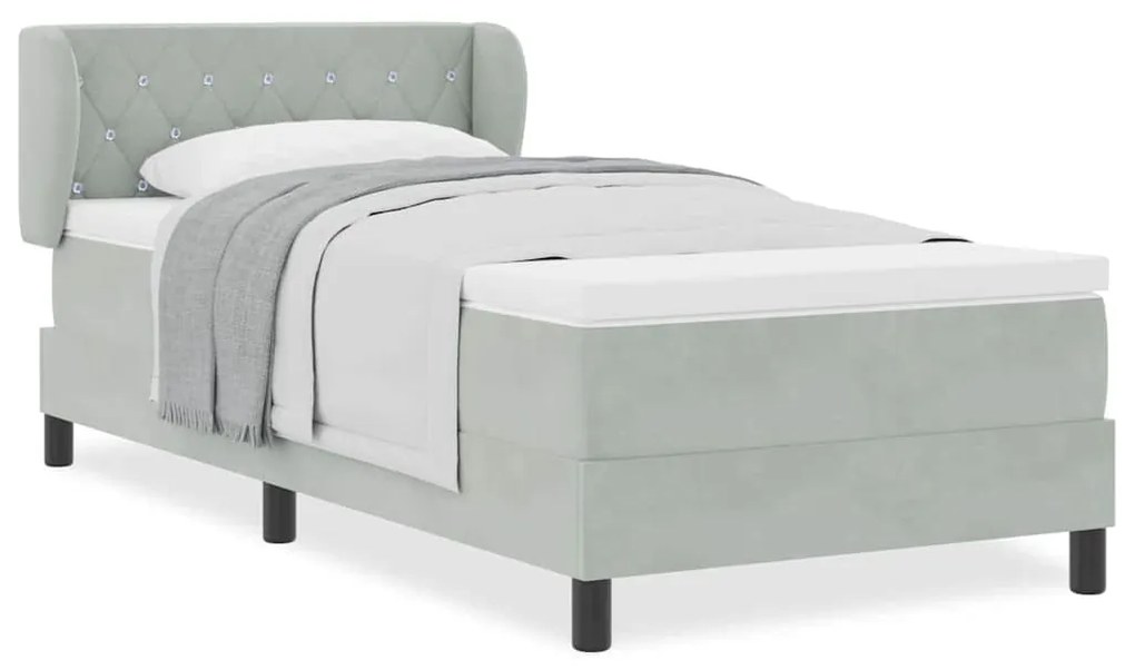 Cama Box com Colchão vidaXL Cinzento-claro 90x200 cm Veludo
