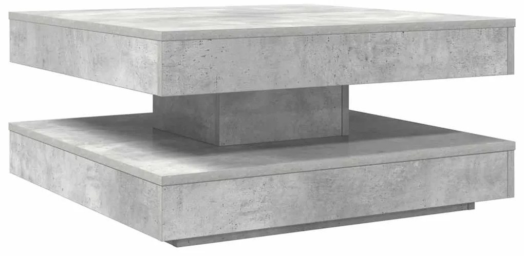 Mesa de centro rotativa a 360 graus 70x70x34,5 cm cinza cimento