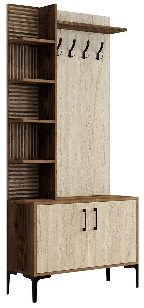 Hall Stand Viyana D – Nogueira Travertino – 90x200x35 cm
