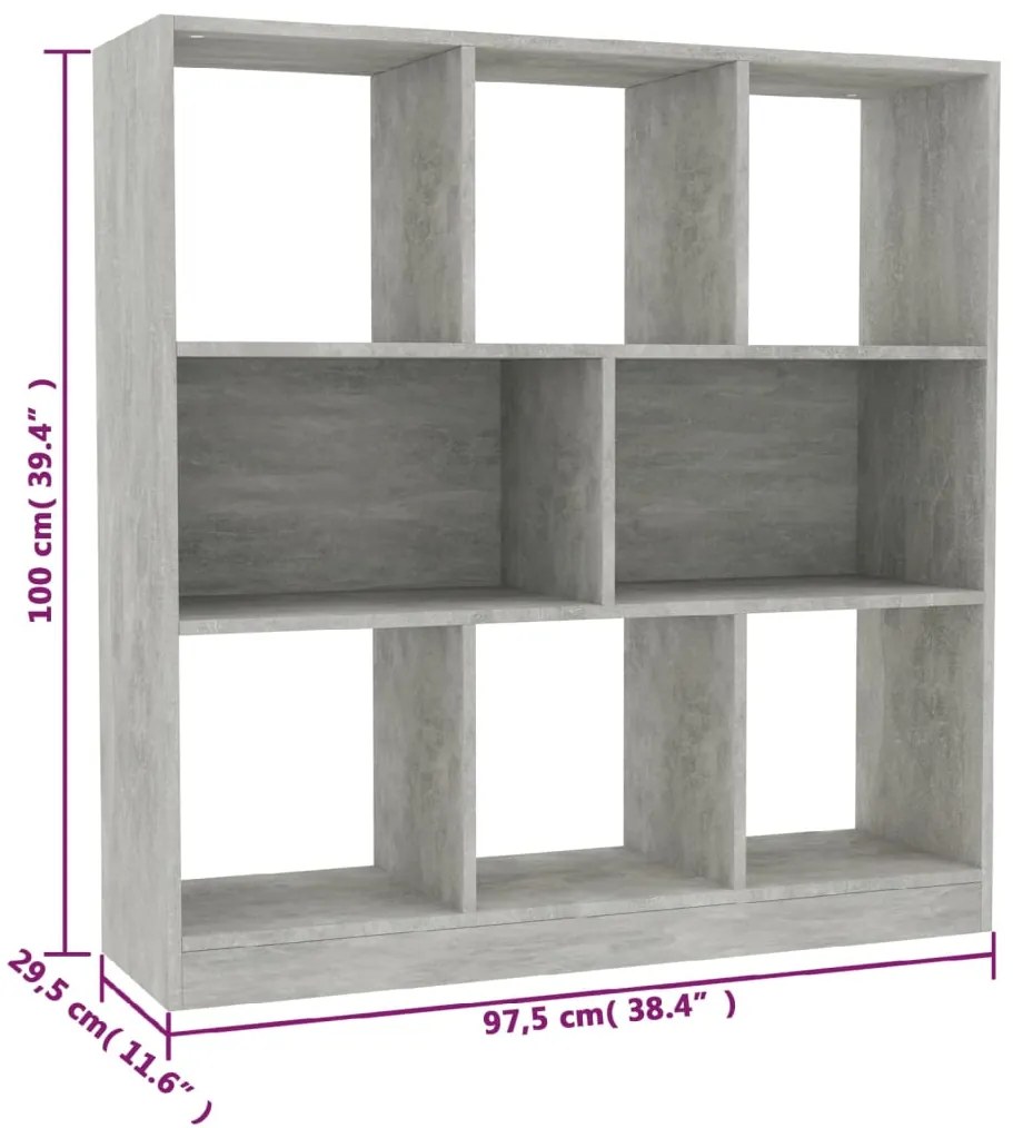 Estante 97,5x29,5x100 cm derivados de madeira cinzento cimento