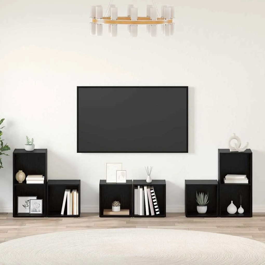 Conjunto de Estantes para TV 6 pcs Carvalho Preto