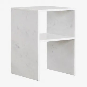 Mesa De Cabeceira Quadrada 35x35 Cm Em Mármore Gabrielle Mármore Branco Banswara - Sklum