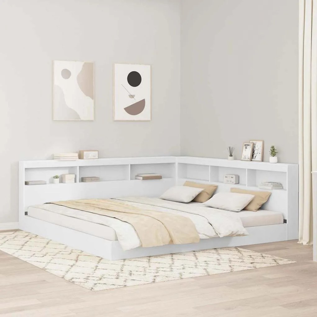 vidaXL Cama Estante Branca 200 x 200 cm em Madeira de Engenharia