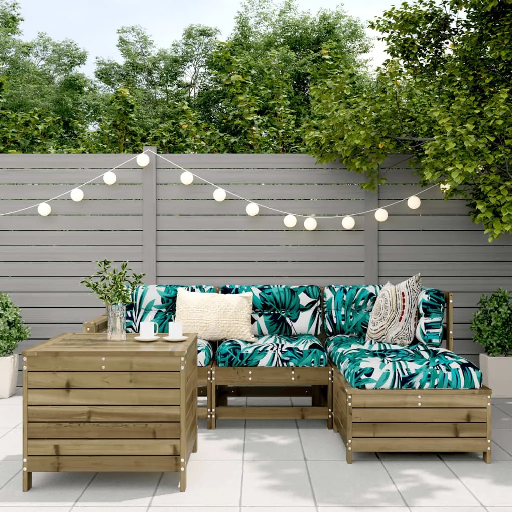 5 pcs conjunto de sofás para jardim madeira de pinho impregnada