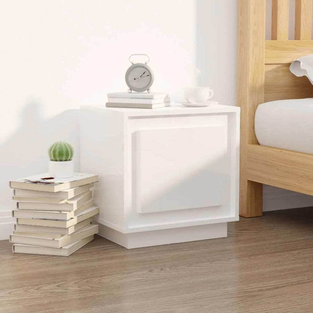 Mesa de cabeceira 44x35x45cm derivados madeira branco brilhante