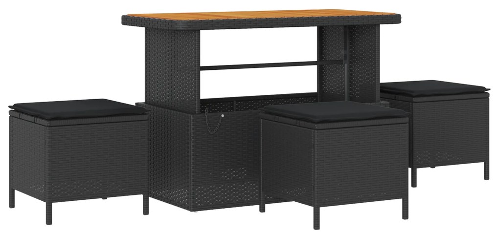 Conjunto de Sofás de Jardim vidaXL de 9 Peças com Almofadas Preto Vime