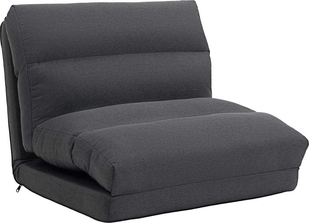HOMCOM Assento de chão com função de cama, encosto reclinável, dobrável, até 120 kg, 70 x 72 x 56 cm, Cinza escuro | Aosom Portugal