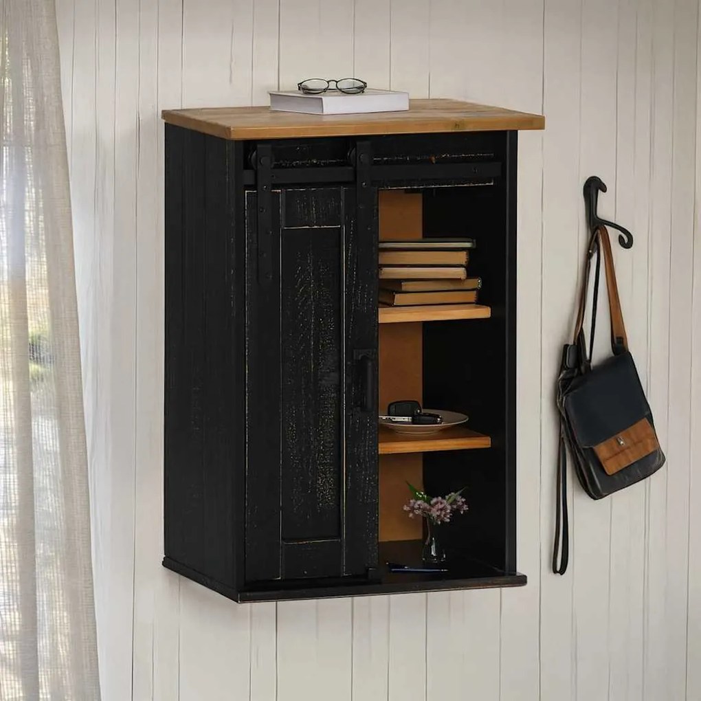 vidaXL Armário suspenso HALDEN com porta de correr 49x22,5x70 cm Pinho