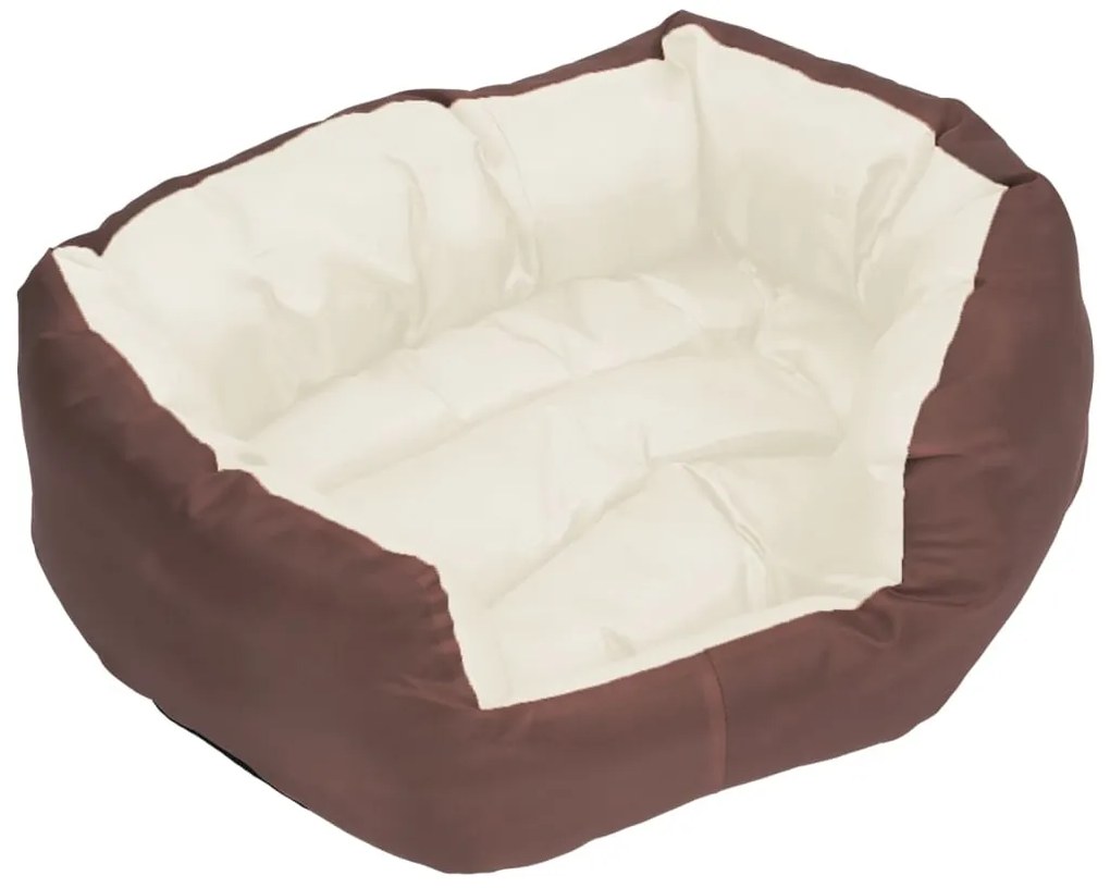 Almofadão p/ cães reversível lavável 65x50x20 cm castanho/creme