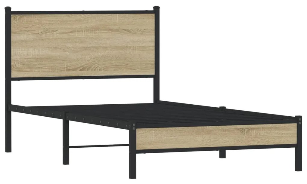 Estrutura de cama sem colchão 100x190 cm metal carvalho sonoma