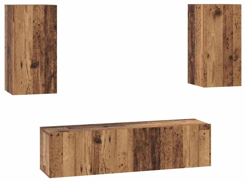 Conjunto de móvel de TV 4 pcs Madeira antiga 60 x 30 x 30 cm