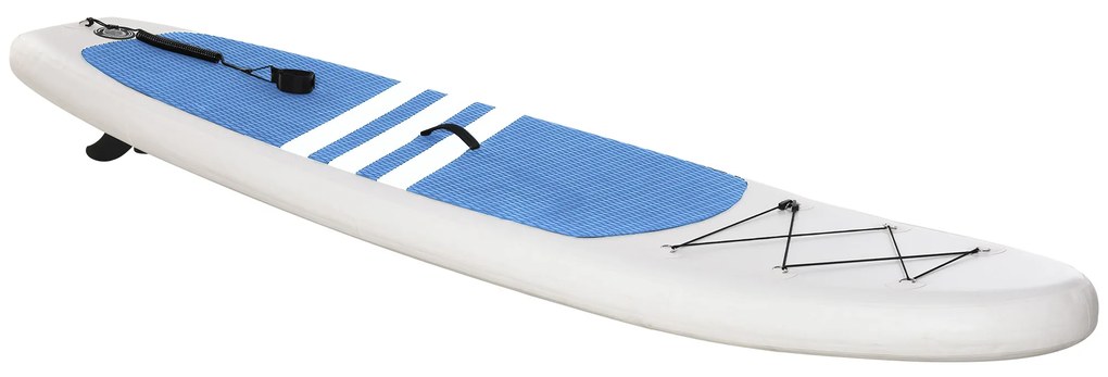 Prancha de surf inflável com remo ajustável Almofada antideslizante e acessórios completos Máx. 120 kg 305x80x15 cm Azul Branco