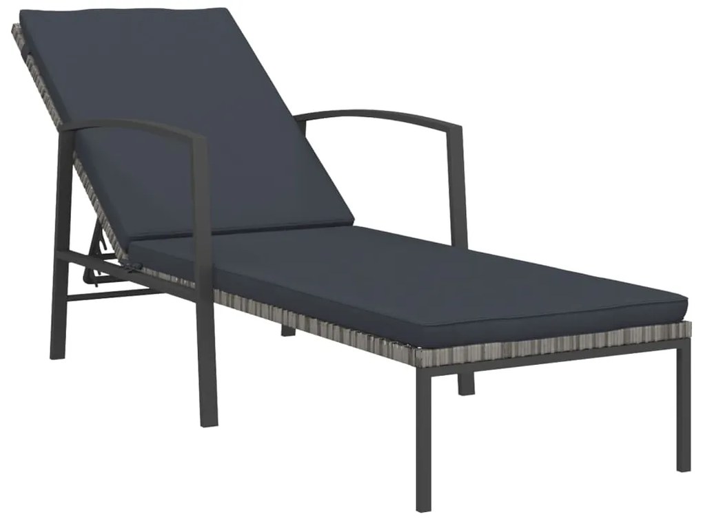 Espreguiçadeiras com mesa 2 pcs vime PE cinzento