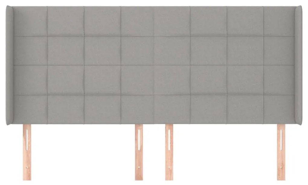 Cabeceira cama c/ abas tecido 203x16x118/128 cm cinzento-claro