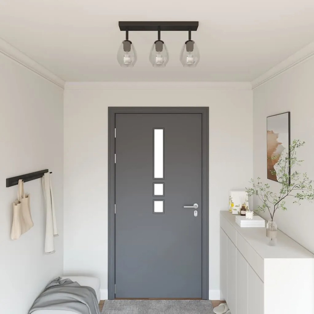 vidaXL Foco de teto com holofotes Preto 54 x 13 x 26 cm Vidro e Metal