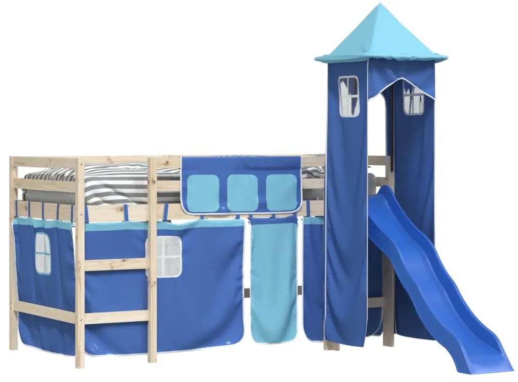 Cortinas para cama elevada com torre poliéster azul