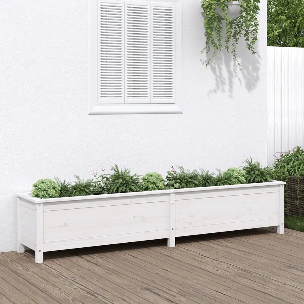 vidaXL Canteiro elevado de jardim 199,5x40x39 cm pinho maciço branco