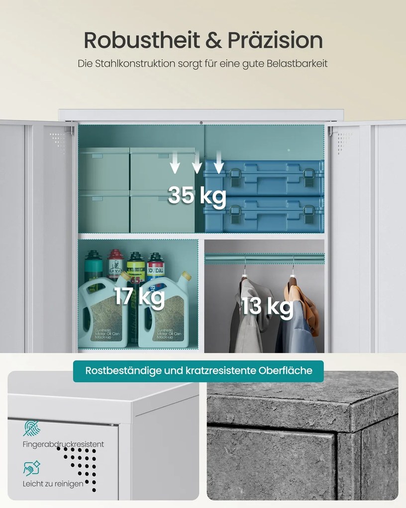 Armário arrumação multifuncional com 2 portas e 5 compartimentos, 80 x 40 x 165 cm, cinzento mate
