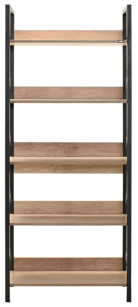 Estante "Rovere" - Nogueira e Preto - 73x172x35cm - Design Moderno