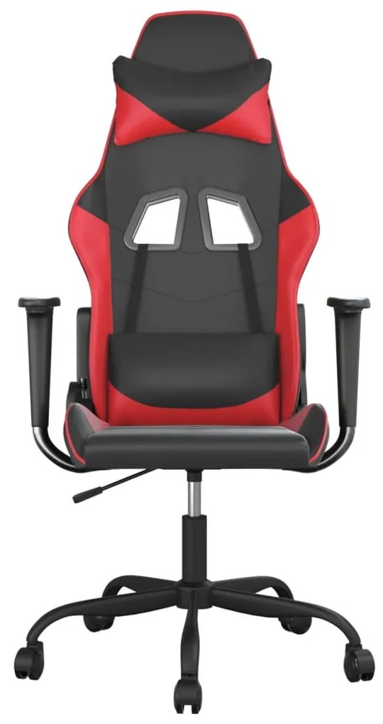 Cadeira gaming massagens couro artificial preto e vermelho