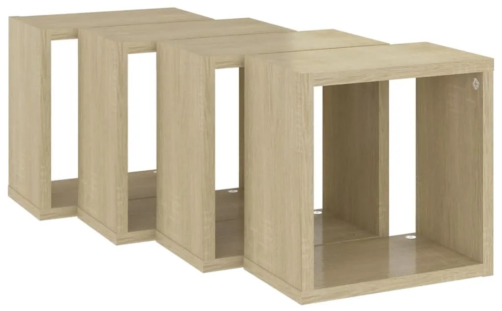Prateleiras de parede em forma de cubo 4 pcs 26x15x26 cm sonoma