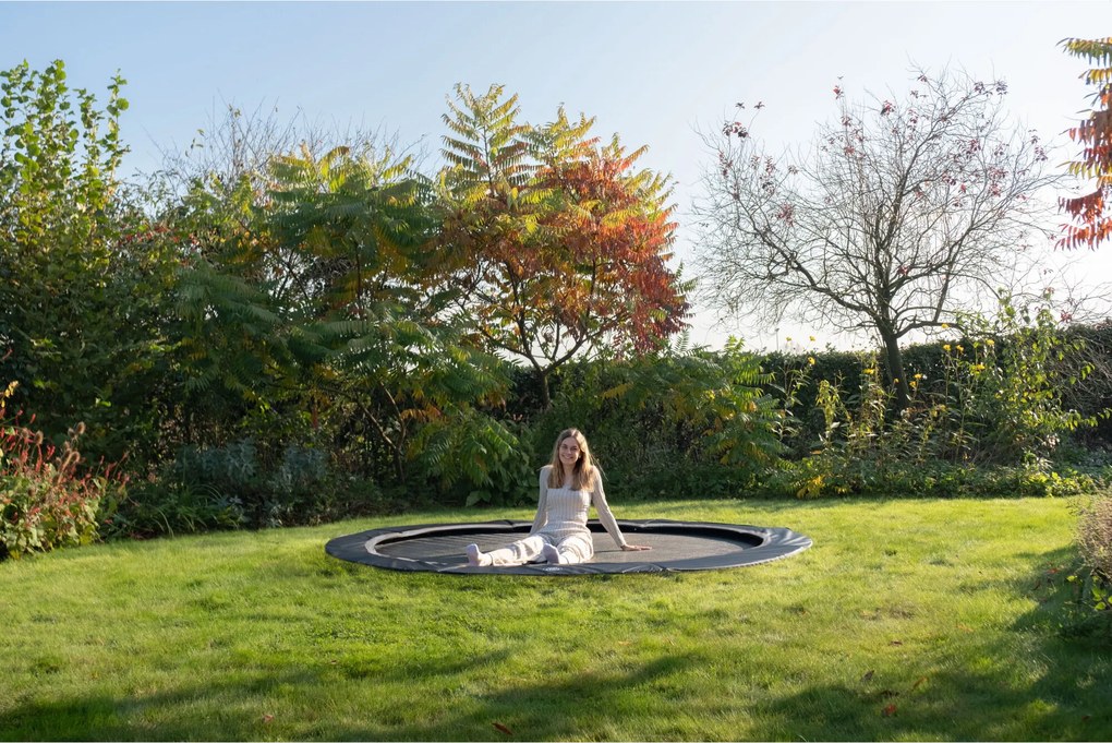 Trampolim redondo desportivo InTerra ao nível do solo ø427 cm - preto