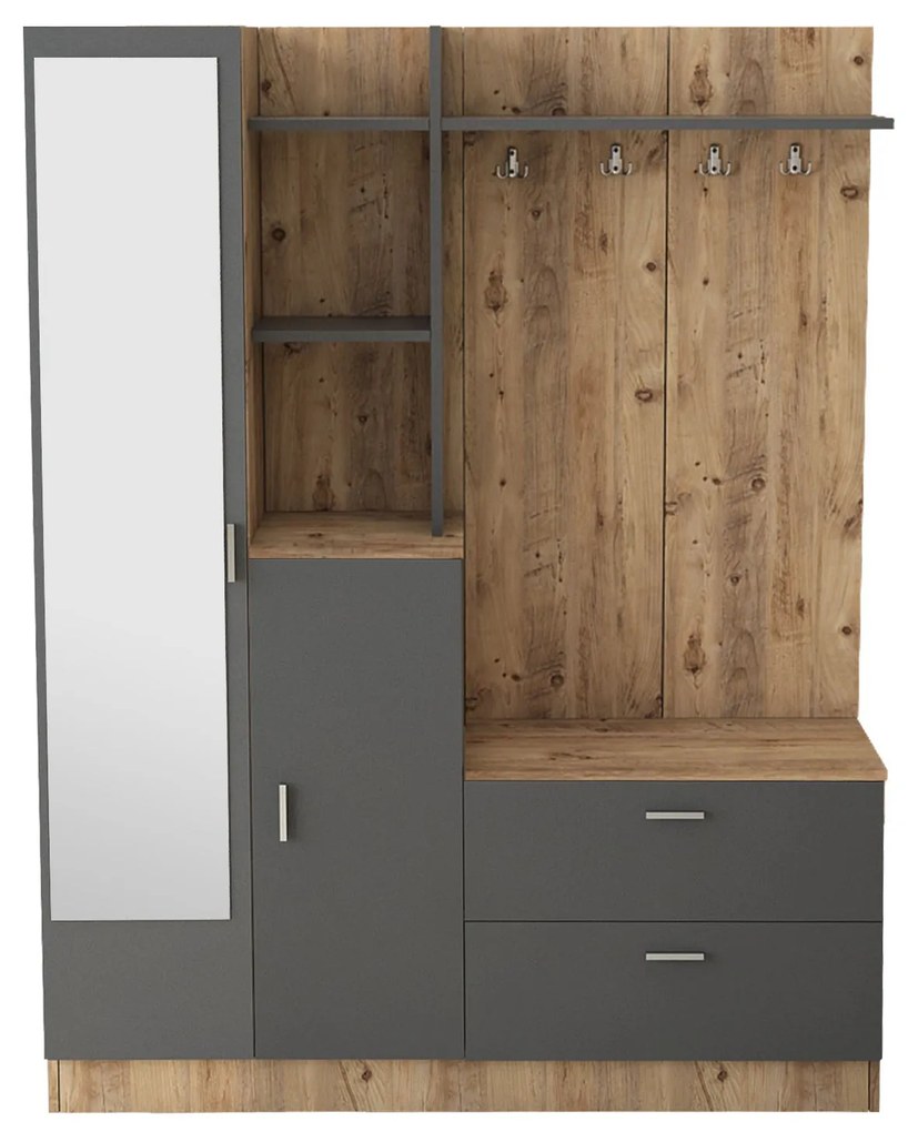 Cabideiro DD5 – Atlantic Pine e Antracite – 140x181,8x36,8 cm