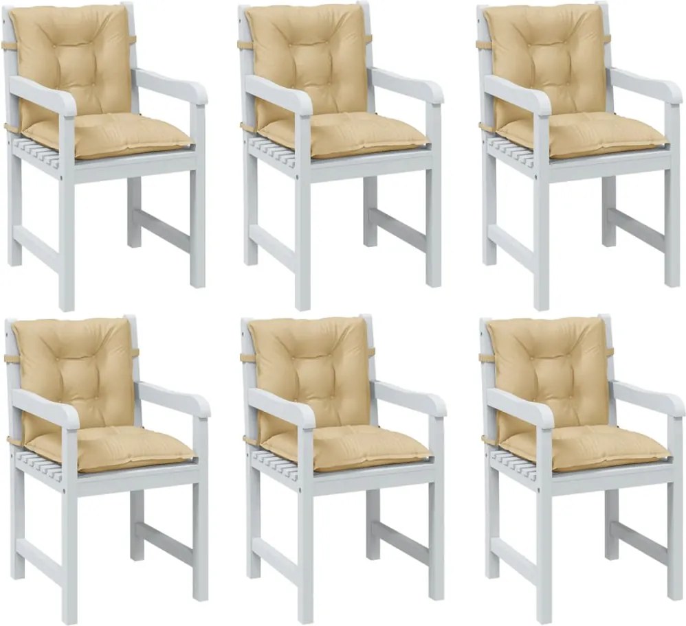 vidaXL Almofadões lombares p/ cadeiras 6pcs mesclado tecido bege