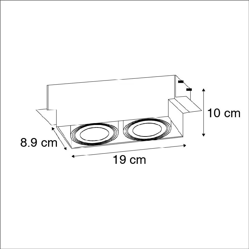 Conjunto de 3 focos embutidos brancos GU10 inclináveis trimless 2 luzes - Oneon Moderno