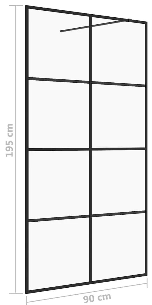 Divisória de chuveiro c/ vidro transparente ESG 90x195 cm preto
