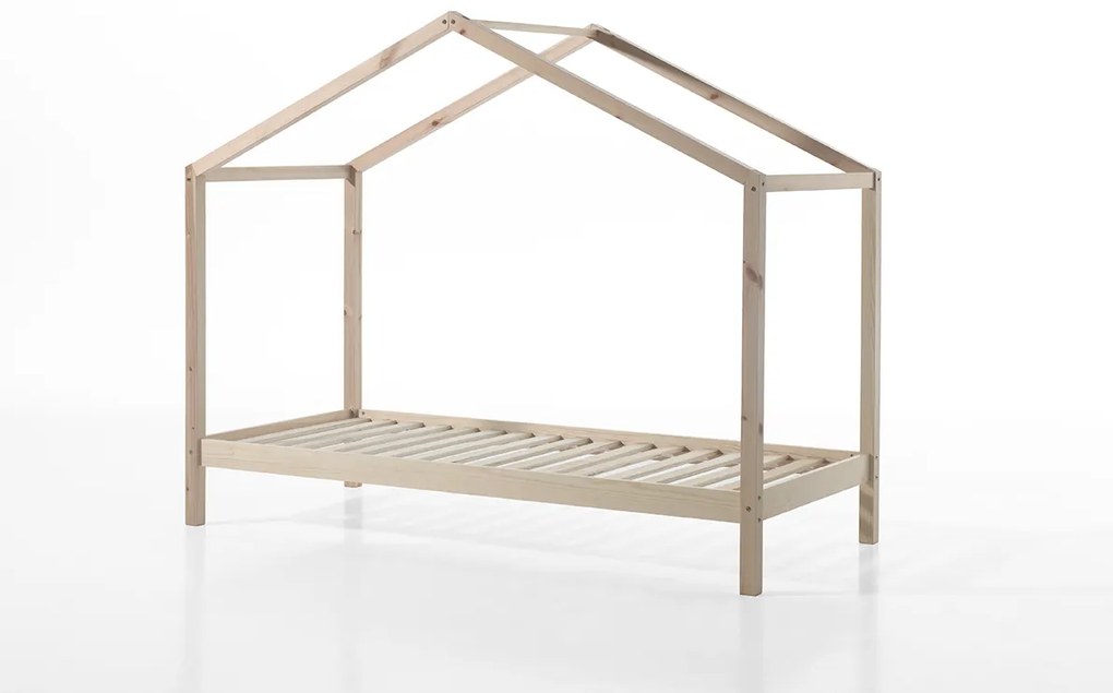 Conjunto Cama infantil de Casa DALLAS 90x200 com cortinados NATURAL