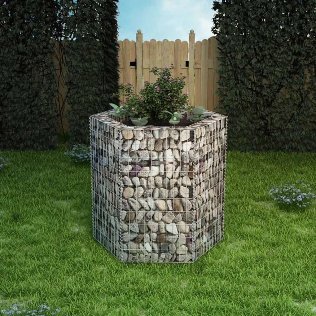 vidaXL Canteiro elevado/cesto gabião hexagonal 100x90x100 cm