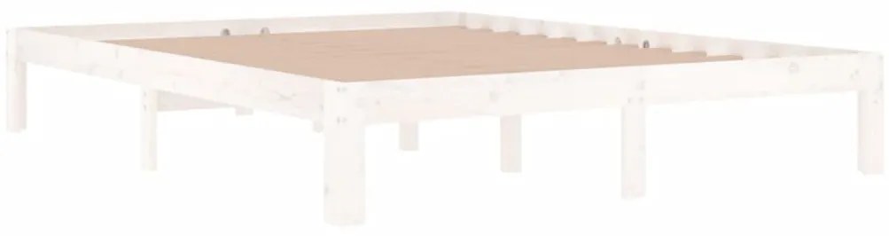 Estrutura de cama king 150x200 cm madeira maciça branco
